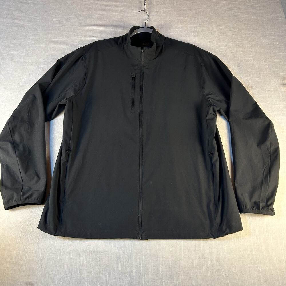 Greg Norman Golf Jacket Mens Large Full Zip‎ Performance Shark Black Mock Collar